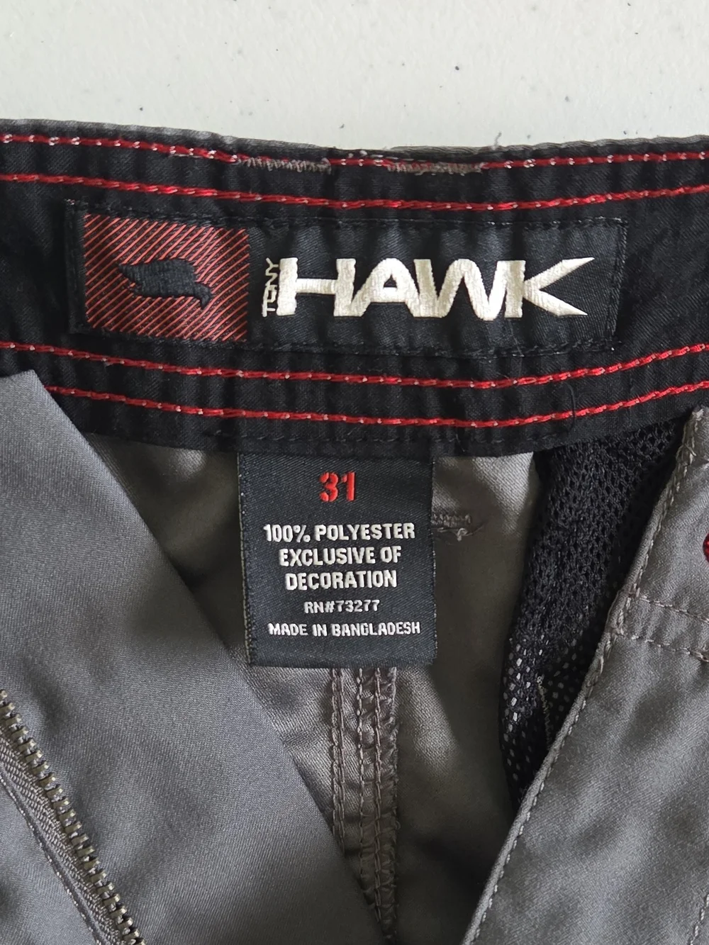 Tony Hawk Men's Gray Cargo Shorts Flat Front 12